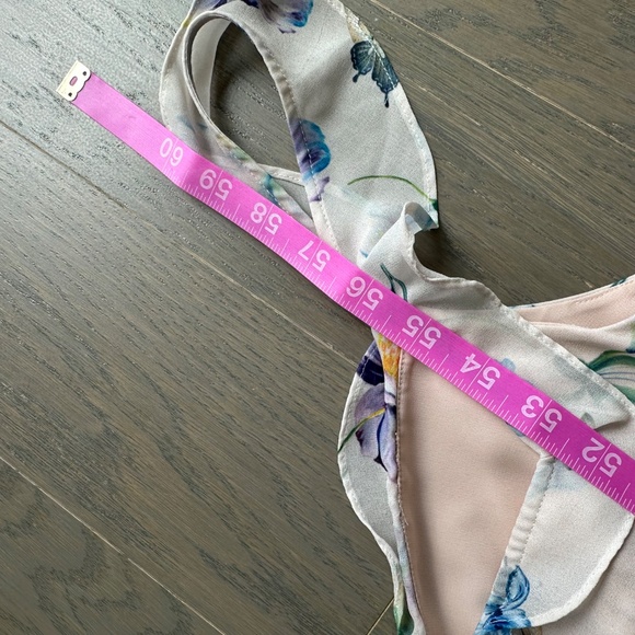 Sau Lee Amelia Maxi Cutout Ruffle Floral Pink Cream Chiffon Dress - US 4 - Picture 14 of 14